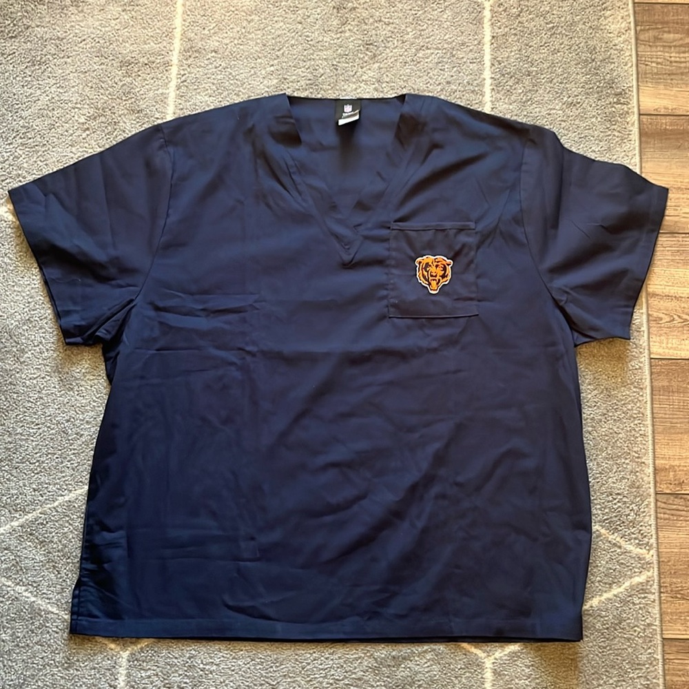 Chicago Bears NFL L Blue Scrub Top Scrubs